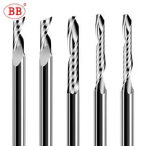 BB 하나의 단일 플루트 나선형 초경 밀링 커터 CNC 3D 조각 라우터 비트 아크릴 PVC 나무 MDF 알루미늄 3.175/4/6/8/10/12, 12x52x100, 아아(1개)
