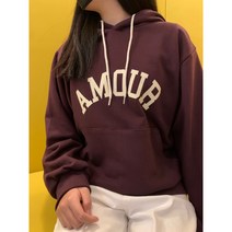 키메라제이 아모르레터링 오버핏 양기모 후드 티셔츠 3color