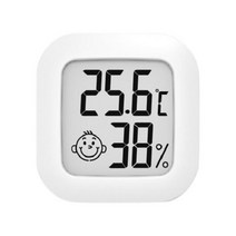Electronic Thermo-Hygrometer with Face Icon LCD Digital Display Temperature Humidity Monitor Built-i, CHINA_White