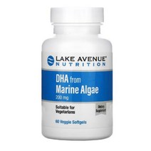레이크 에비뉴 뉴트리션 DHA Algae 200 mg 60 식물성 캡슐 Docosahexaenoic Acid Glycerin 글리세린 Sorbitol 소비톨