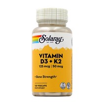 비타민 D3 K2 MK7 소이 프리 120 베지 캡슐 SOLARAY, 1개, 120개입
