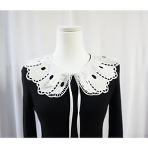 넥케이프 레이스 카라 페이크 레이어드 탈부착 뜨게 자수 진주 카라 원피스 여성 코디