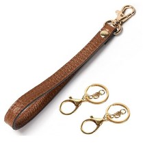 UTreers 손목 스트랩 천연 가죽 키체인 핸드 지갑 클러치 휴대폰 키 브론즈, A Coffee + 2key Chain