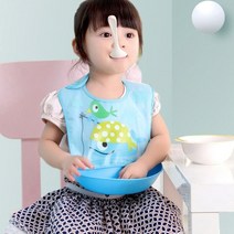 아기 아가 유아 이유식 식사 놀이 방수 분리형 턱받이 접이식 자기주도 구슬 침 실리콘 입는, 고래