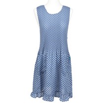 마마렐라 여성 쉬폰 땡땡이 원피스 앞치마 주름앞치마 예쁜앞치마 시원한앞치마 식당앞치마, 블루