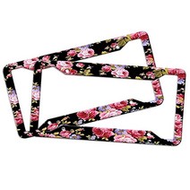 빈티지 미국 국기 번호판 프레임 - 2피스 세트 품질 알루미늄 금속 미국 애국 깃발 번호판 홀더 참신한 자동차 태그 4홀 미국 캐나다 자동차용, 2Pcs, Vintage Roses