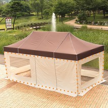 프리미엄 캐노피 천막 3X4.5 3X6 벽면 바람막이 창문 가림막 벽면가방 포함, P일체투명4벽면 3X4.5:브라운