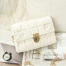 코바늘 가방뜨기 가방만들기 키트 기초 배색 망스티치 망뜨개 보도안 핸드폰 diy, 골드 벨벳 버클 크림 (비완성품)