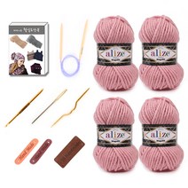 마마니트 메가필 털실 4p 목도리 DIY 세트, 1세트, 161 베이비핑크