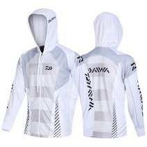 DAIWA 다이와 후드 낚시 의류 태양 보호 의류 남성 여성 얼음 실크 낚시 태양 보호 의류 초박형 실크 바지, 라이트블루탑
