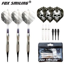 전자다트 자석 다트 핀 게임 기계 룰렛판 폭스 스마일 소프트 팁 다트 세트 3PCS 18g 전자 전문 다채로운, 01 gray