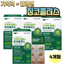 (코오롱제약) 기억력 혈행엔 징코플러스 30정 은행잎추출물 징코 나이아신 판토텐산 뇌영양제 집중력 PS 포스파티딜세린 플라보놀 다리붓기 손발 저림 하체비만 나이아신 아연 판토텐산, 4개