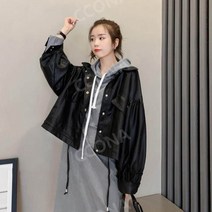 여성 가죽 레더 자켓 라이더 짧은 에코레더 오버핏 가을 크롭 간절기 페이크레더 블랙