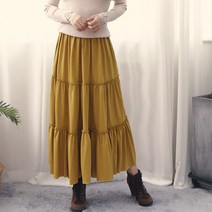 바닐라나인 A라인 베이직3단캉캉 밴딩플레어롱스커트