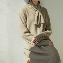 스위트플러스 임부복 하객 홀가먼트 바닐라 머플러 니트 원피스