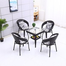 라탄테이블 원형 식탁 원탁 미드센추리 야외, 앤티크 옐로우 외부 유리 60 직경 60 높이