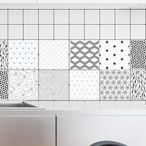 포세린타일 바닥타일 욕실타일 ​​스티커 레트로 블랙 화이트 기하학 벽 스티커 주방 pvc plat walpaper 벽 데칼 100x20cm, 8, 20x100cm