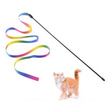 1PC 고양이 장난감 재미 있은 스틱 대화 형 양면 개 리본 티저 28cm 애완 동물 놀리는 Suppliy, 01 colorful