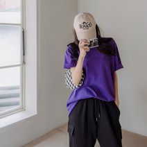 로로텐 무지 라운드 박스 면 기본 반팔 티셔츠 빅사이즈 반팔티