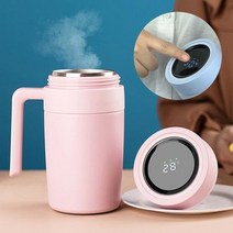 이중 진공스텐 온도계 머그 텀블러 480ml, 핑크
