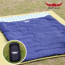 버팔로 체크 더블침낭 2인용 대형 침낭 캠핑 차박 이중지퍼 보온, 네이비