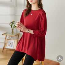 루루뷰티패션 빅사이즈 여성 봄가을 쉬폰 7부 소매 셔링 체형 커버 블라우스 E0023
