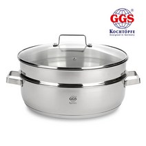독일 GGS 스텐 찜냄비 30cm 양수 스테인레스 3중바닥 멀티 다용도 냄비 전골 인덕션 할로겐 전기렌지 겸용 찜기 추천