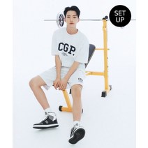 코드그라피 호시 세트 CGP 아치로고 반팔 크루넥 셋업_멜란지그레이