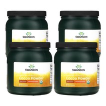 스완슨 유기농 인증 코코아 분말 무가당 340g(12oz), 4팩, 340g