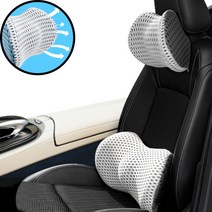 의자목쿠션 헤드레스트목쿠션 BMW 벤츠 카니발, 허리쿠션, 블랙, 1개
