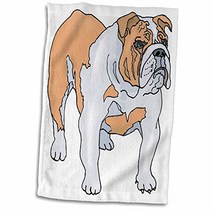 3D Rose Cute and Cuddly Canine Stocky English Bulldog Towel 15” x 22”, 1