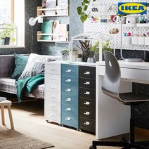 [이케아]HELMER 철제이동식 서랍장 4colors, 블랙+FIXA 바닥보호스티커 20입