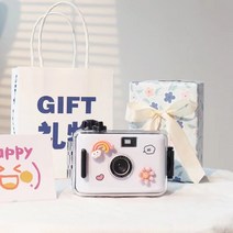 빈티지 필름 여자 학생 입문 몸이 작고 깜찍 똑딱이카메라, T01-흰색 단품 선물세트글루 사이즈축하 카드, C01-공식 스탠다드