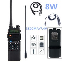 무전기 워키토키 실제 8w baofeng uv5r 10km 양방향 라디오 사냥 라디오, 협력사, 8w bk 추가 3pcs, 유로