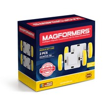 맥포머스 화이트 휠(바퀴) 세트 노랑 2pcs, 단일속성