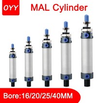 알루미늄 MAL16/20/25/32/40 시리즈 링 미니 공압 실린더 25-500Mm 스트로크 복동 소형 에어, 500mm Stroke, MAL40