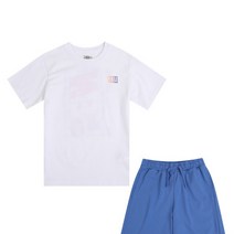 [NBA KIDS] NBA 그라데이션 농구코트 반팔 반바지세트 화이트 K232ST010P