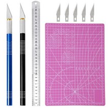 Fenrry종이 가죽 절단을 위한 정밀 눈금자 A4 커팅 매트 메스 나이프 측정 조각 칼 포함, Type 2