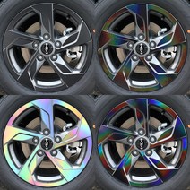 [JS AUTOMOTIVE] K5 DL3 16인치 휠마스크 홀로그램 카본 셀프랩핑 스티커 시트지 데칼 수전사 인테리어, 골드카본