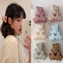 셀러허브 생활리빙 무광 반묶음 반머리 집게핀 곰돌이 미니 헤어