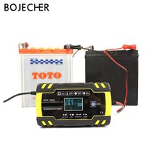 자동차 배터리 스캔 테스터 충전기 12V 8A LCD 디스플레이로 전체 자동 펄스 수리 충전기스마트 빠른 AGM 젤 납 산성 충전기, 01 EU Plug