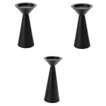 침실 바에 대한 3 X 현대 철 테이퍼 캔들 홀더 콘 촛대 장식, 검은색