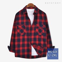 가이스토리 남자 빅사이즈 오버핏 셔츠 체크 남방 저스트체크셔츠