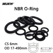 오링 CS 6mm OD 17-490mm 검정색 NBR O-링 링 니트릴 고무 원형 씰 개스킷 우수한 오일 내열 씰링 와셔, OD112mm-10Pcs