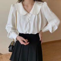 라라벨 여성 러쉬 카라블라우스 베이직 셔츠 라운드 무지