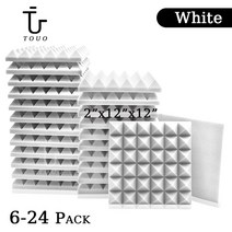 방음부스 어쿠스틱 폼 패널 61224 Pcs 벽 스튜디오 KTV 룸 사운드 흡수 소재, 13.White  Medium Density6 Pcs