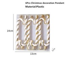 Navidad 2022 크리스마스 트리 펜던트 장식품 새해 2023 캔디 가방 장식 홈 나탈 노엘 선물, gold crutch-6pcs