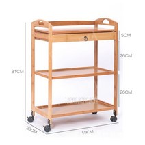 새로운 이동식 대나무 식당 트롤리 3/4 레이어 차 식사 카트 작은 거실 사이드 캐비닛 미용실 트롤리 주방 선반, 3layer WithDrawerB