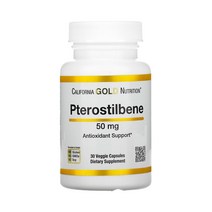 캘리포니아 골드 뉴트리션 프테로스틸벤 50mg 30 정 인도 키노나무 땅콩 폴리페놀 효능, 1개, 기본