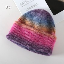 일본 여 기모 레인보우 롤업 비니 아웃도어 스포츠 캐주얼 귀달이 모자
